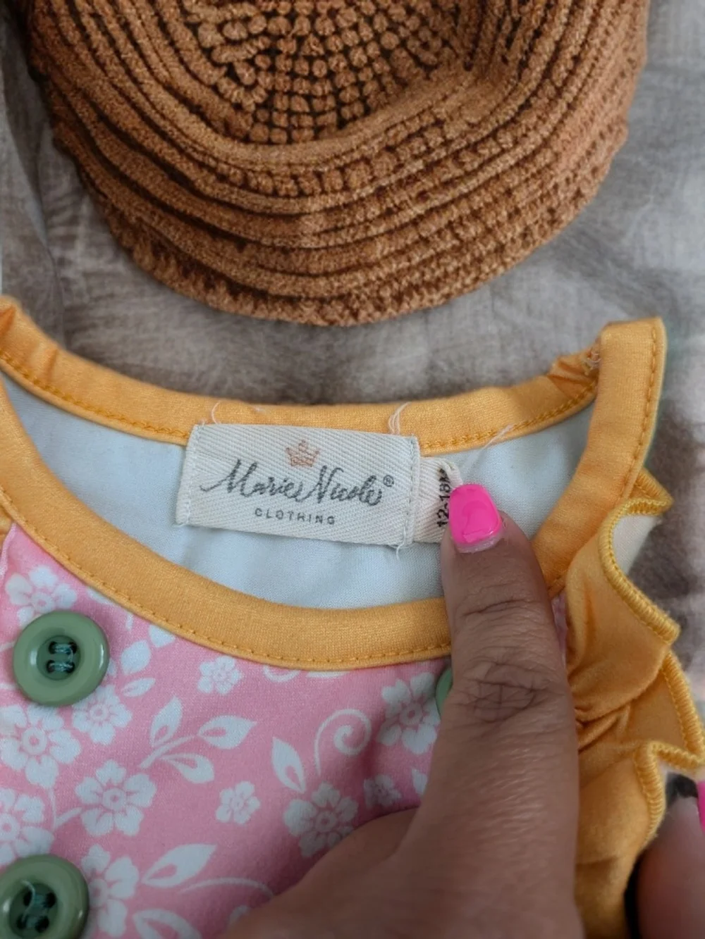 Marie Nicole Floral Mint & Yellow Ruffle Dress with Bloom Skirt Size 12/18 Month